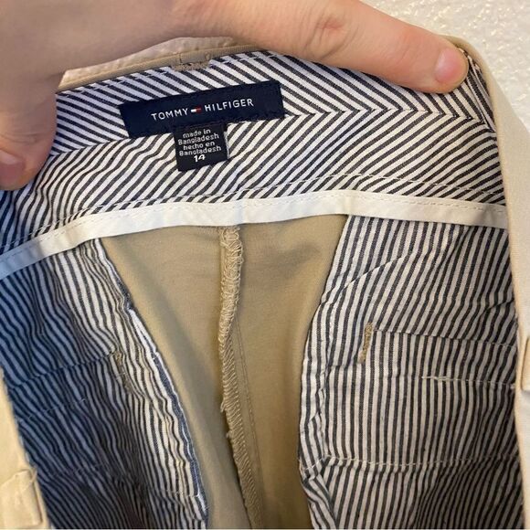 Tommy Hilfiger 1109222 tan Khaki shorts 7” high rise stretch flat front 14 - Picture 8 of 9